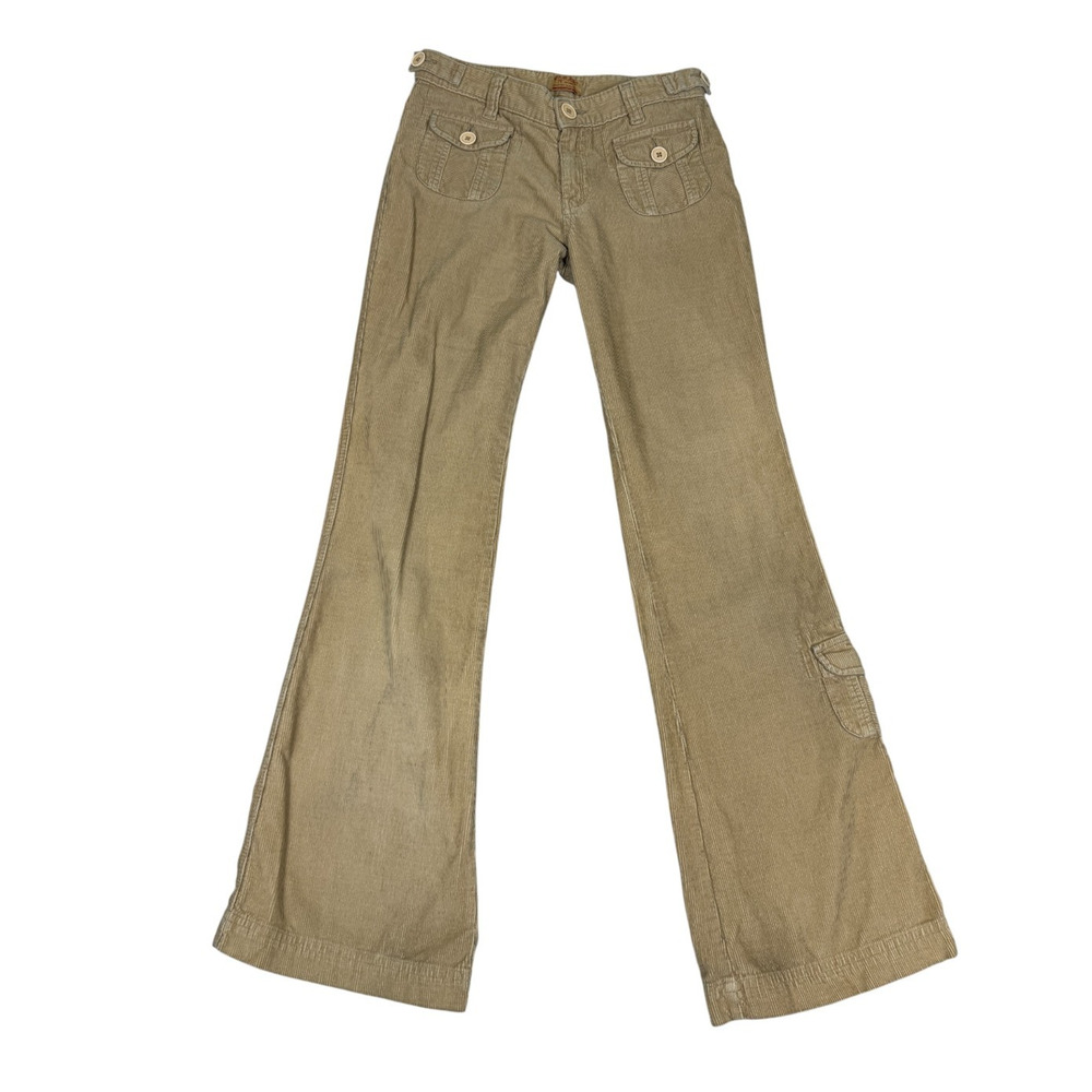 Y2K Spykar Jeans Womens Size 28 Tan Corduroy Cargo Pants *Flaws